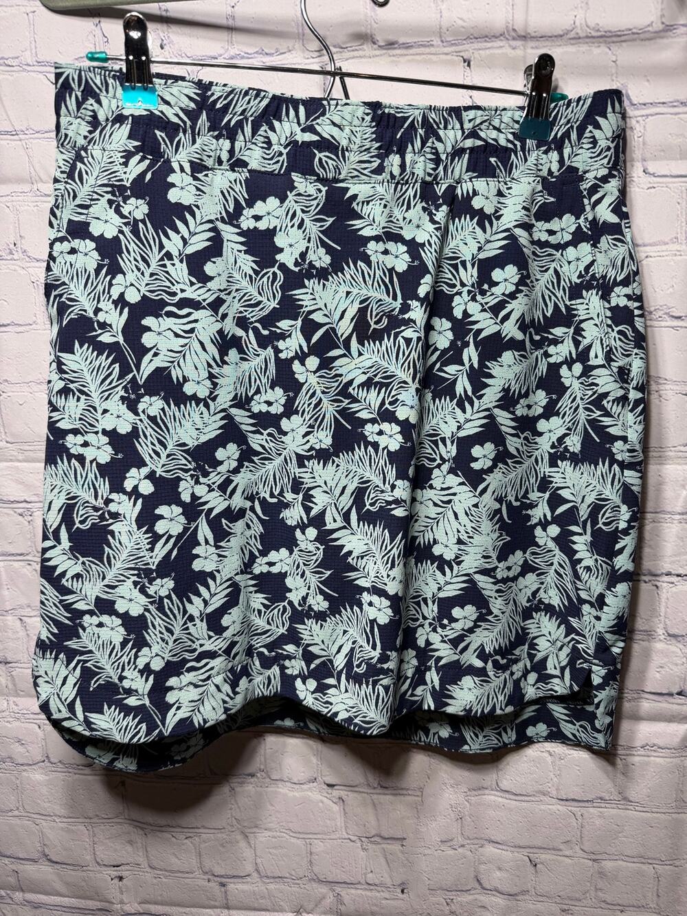 Duluth Trading Co. Breezeshooter Skort Tropical Leaf Print Blue Sz 8 Casual